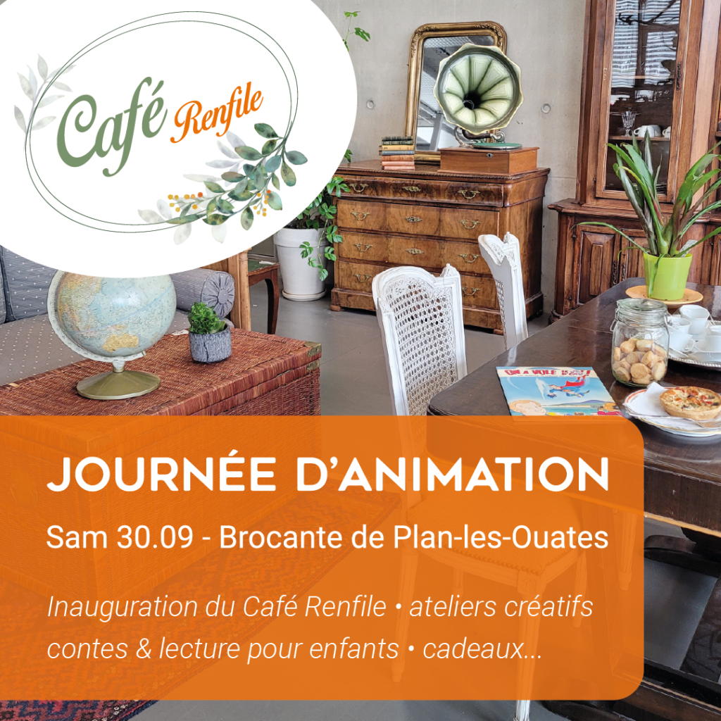 Brocante de Plan-les-Ouates: grande journée d&rsquo;animation le samedi 30.09 pour l&rsquo;inauguration du Café Renfile